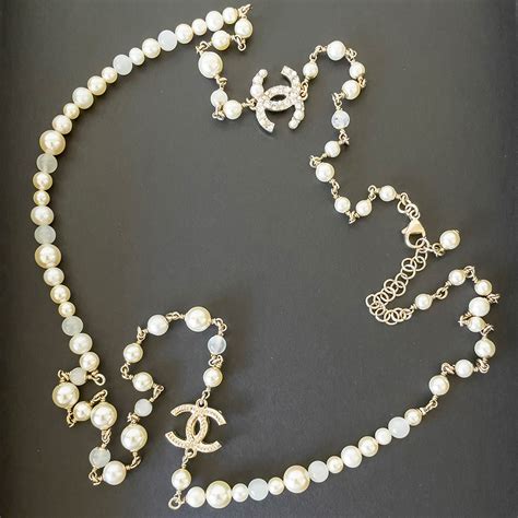 used chanel pearl necklace|chanel faux pearl cc necklace.